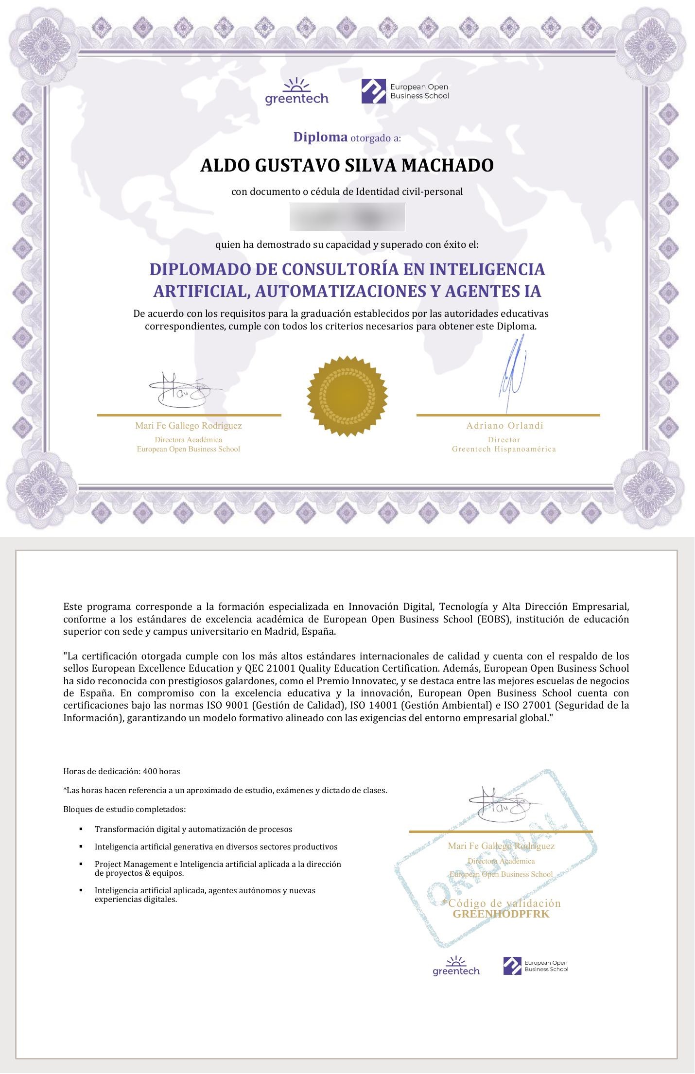 Diplomado de Consultoría en Inteligencia Artificial, Automatizaciones y Agentes IA